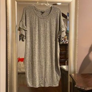 Express Ruffled Short Sleeved Sweater Dress Grey Size Medium NWT